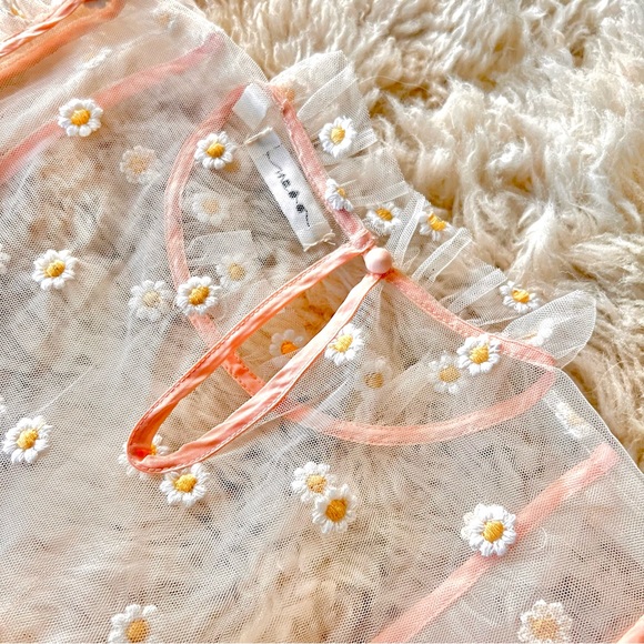 ✨Last Chance💋🌸🌼DÔEN ‘Orelia’ Daisy Embroidered Tiered Tulle Dress S✨ - Picture 6 of 15